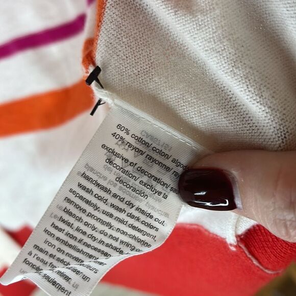 Tommy Hilfiger Button Up Striped Cardigan with Sequin Floral  Patch Size XXL - Picture 5 of 6